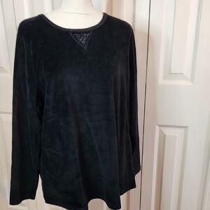 Quacker Factory Black Top with Red and Yellow Detail,  NWT, Large